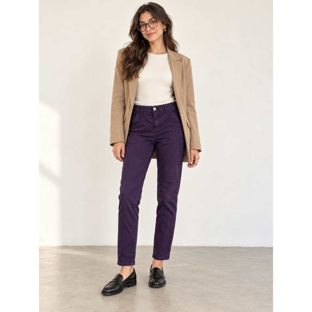 Democracy Absolution Dark Purple Ankle Chino Pants Size 6 Slim Workwear R23